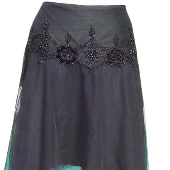 Cache Luxe Black Mesh Layer Bead Embellished New Event Office Skirt New NWT $158 - Picture 3 of 6